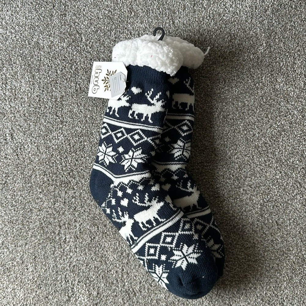 Navy Christmas Socks